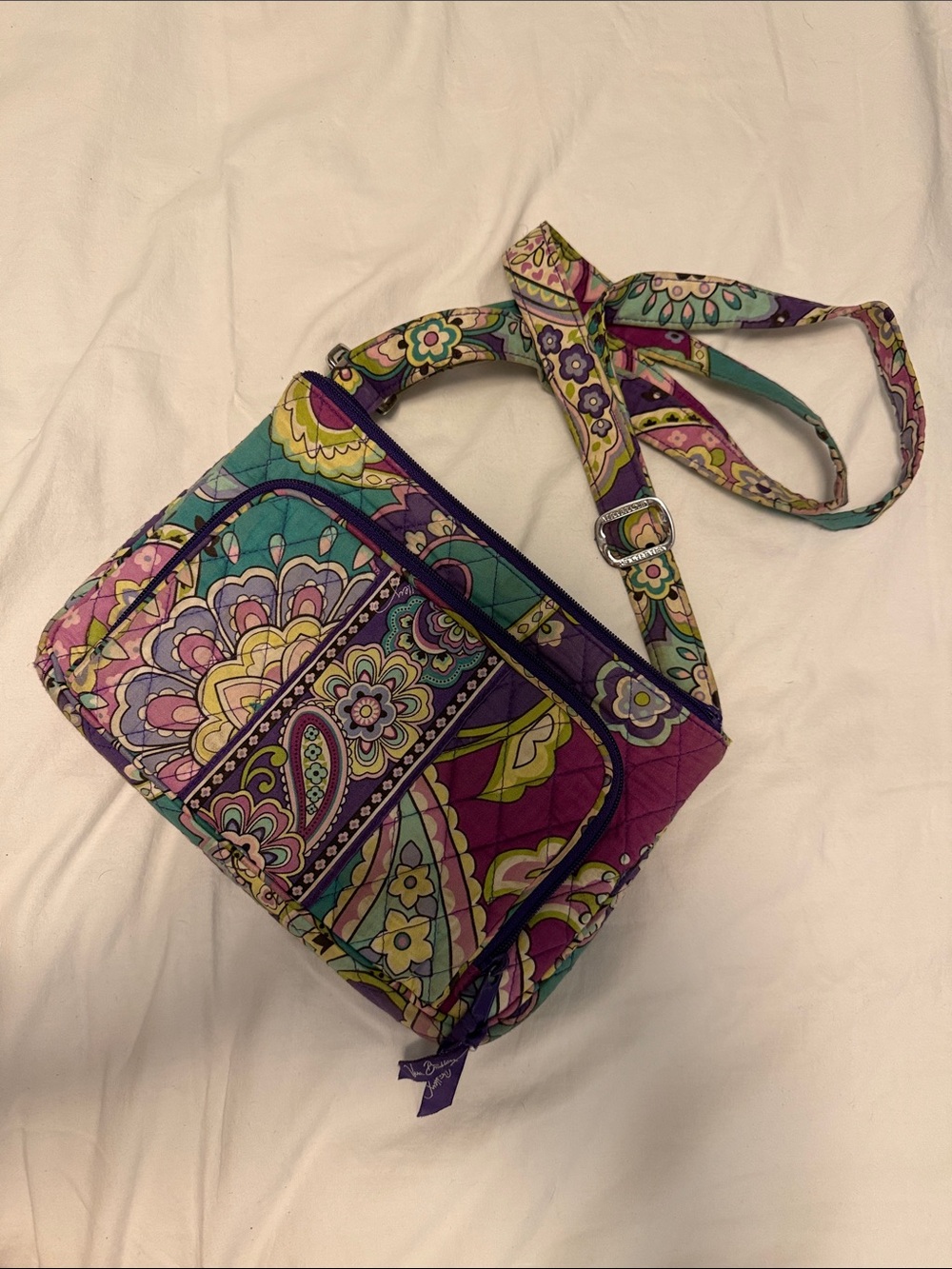 Vera Bradley Floral Quilted Crossbody Bag in Purple & Teal